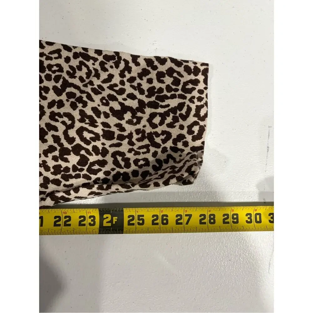J Crew Womens 0 Pants Cafe Capri Leopard Animal Print 100% Linen Neutral